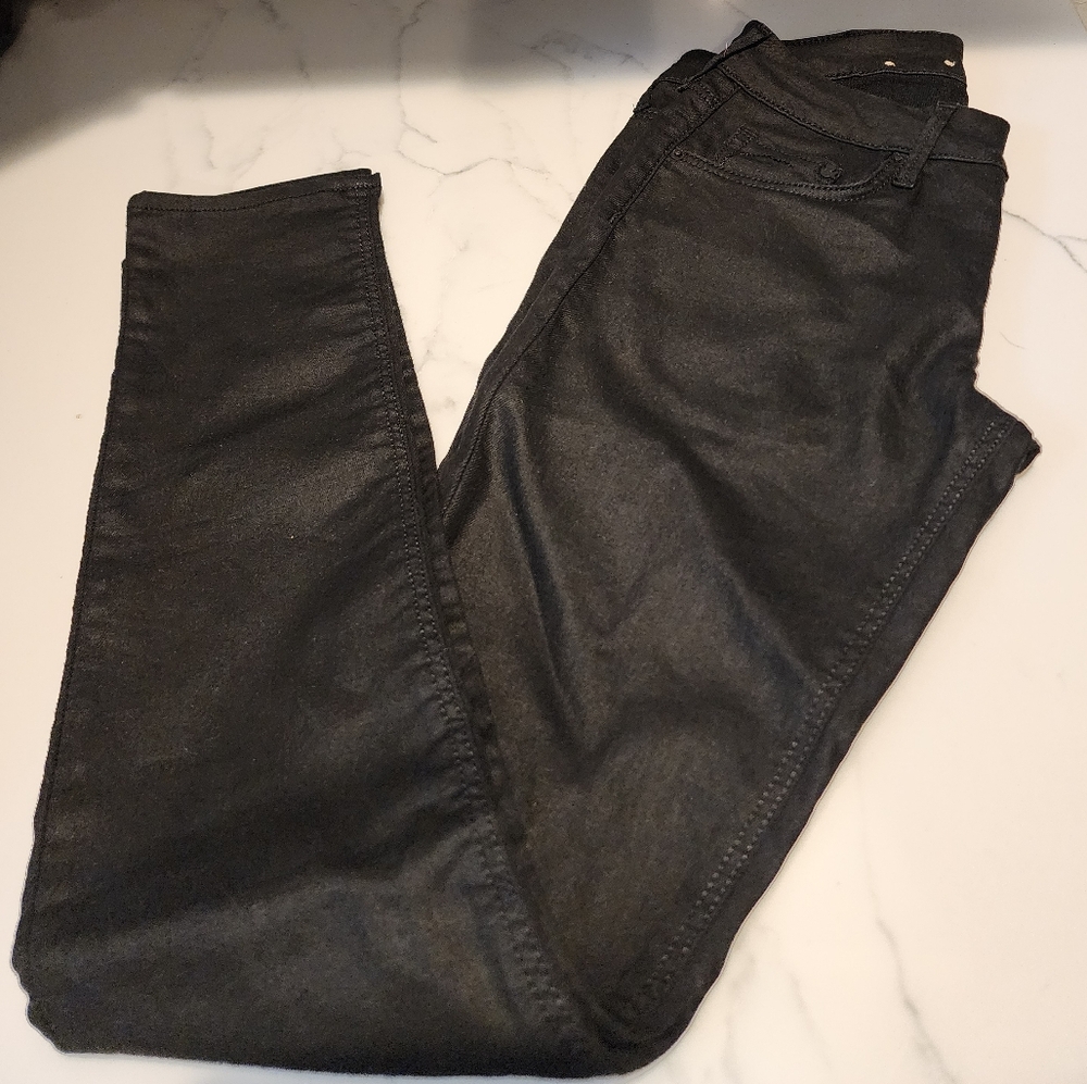 Sleek Black Slim-Fit Jeans with Waxed Finish